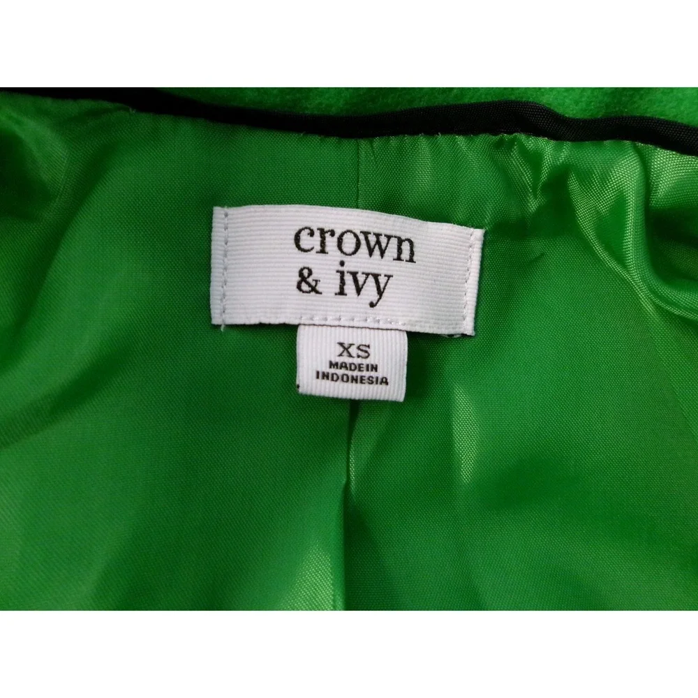 Crown‎ & Ivy Green Double Breasted Peacoat Bell Sleeve Gold Buttons XS